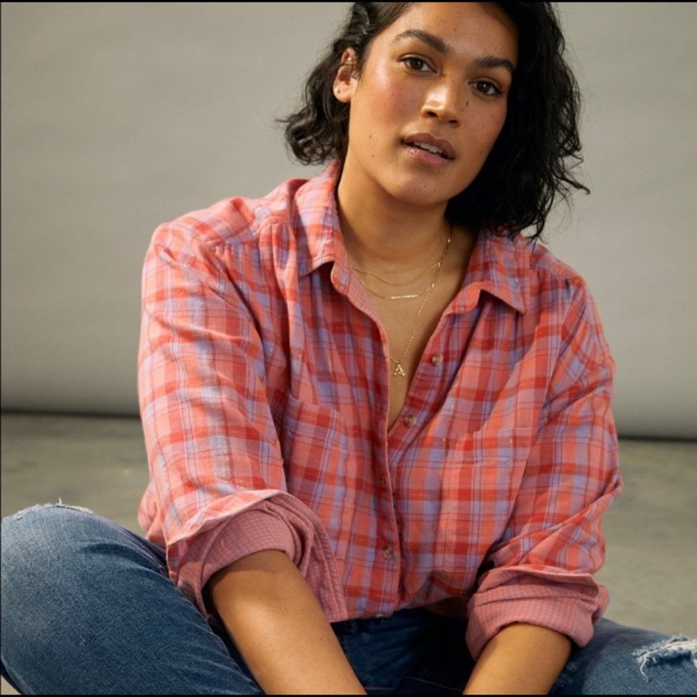 Anthropologie Seen Worn Kept Romy Buttondown shirt size 14